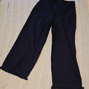 Lysse New York Navy Wide-Leg Pants with Fringe Hem